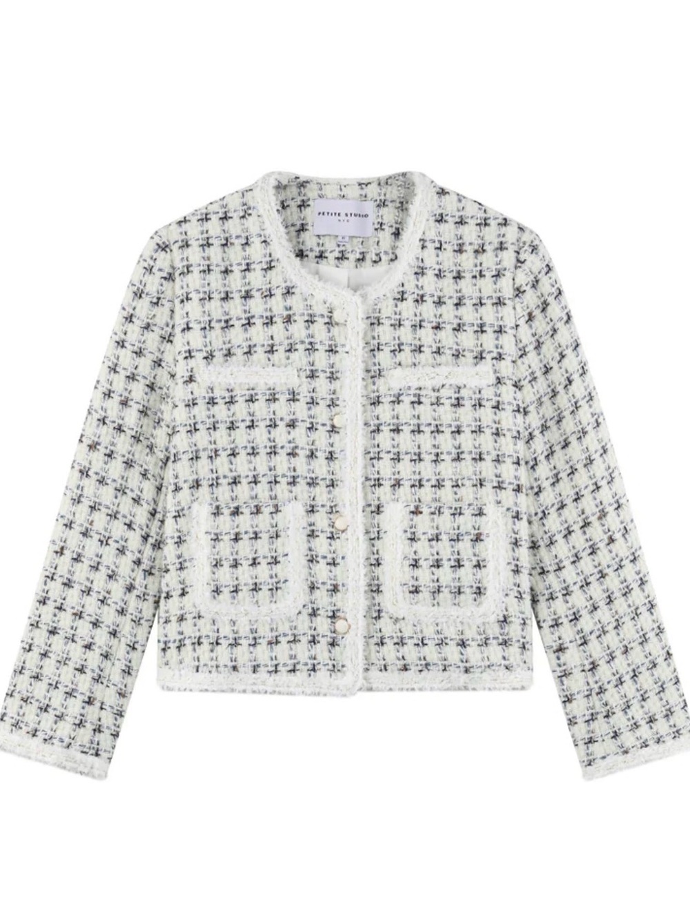 NWOT Petite Studio NYC Jackie Wool Tweed Jacket, Size Small